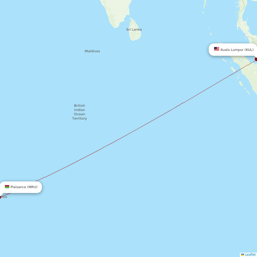 Air Mauritius at KUL route map