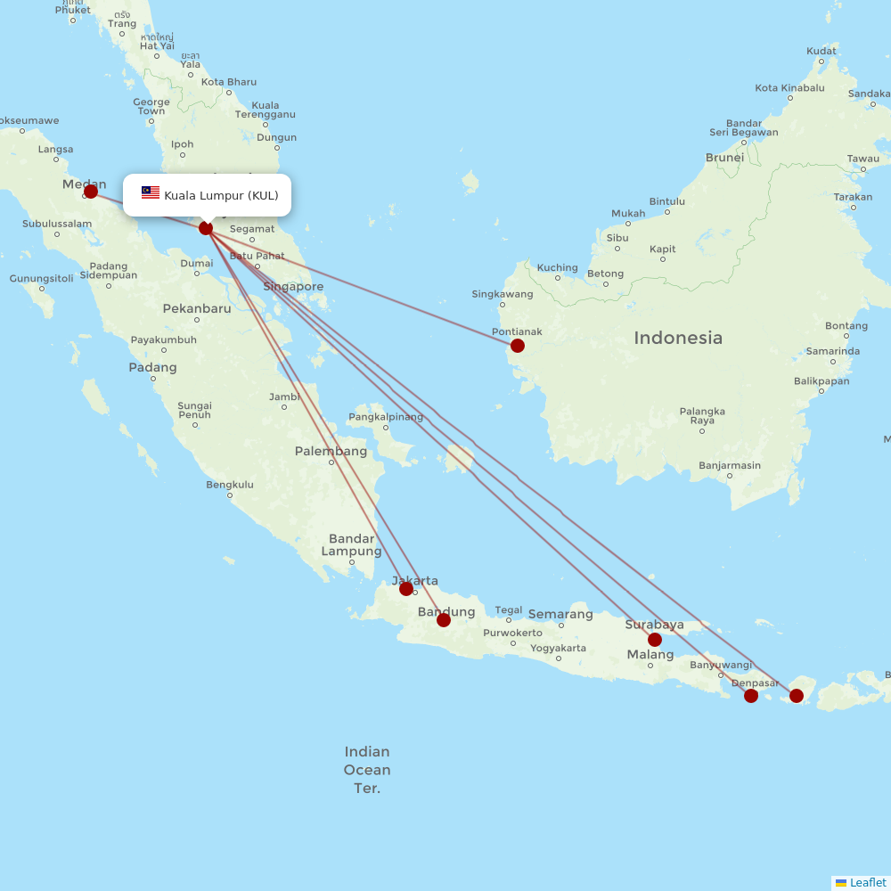 Indonesia AirAsia at KUL route map