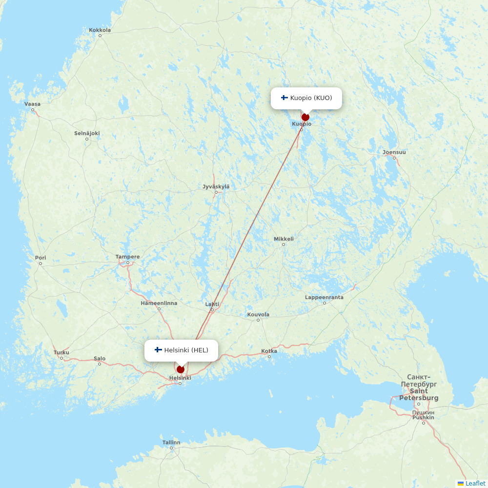 Finnair at KUO route map