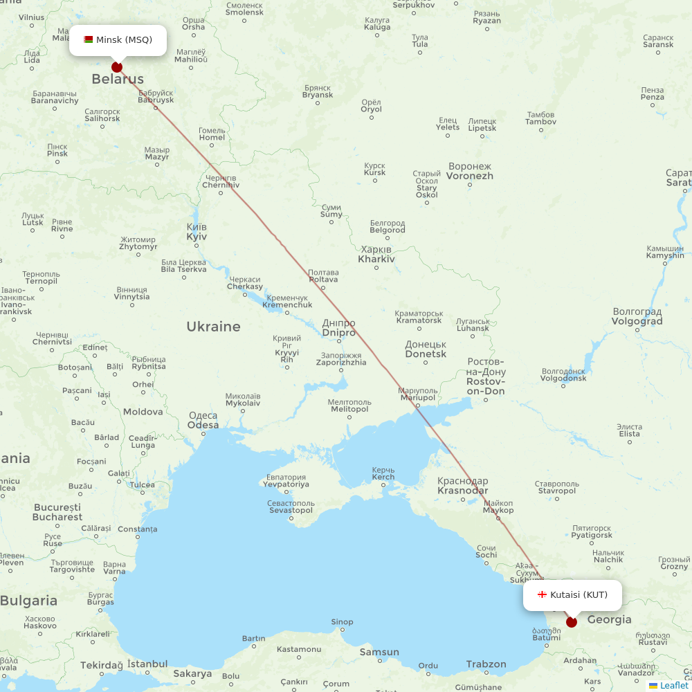 Belavia at KUT route map