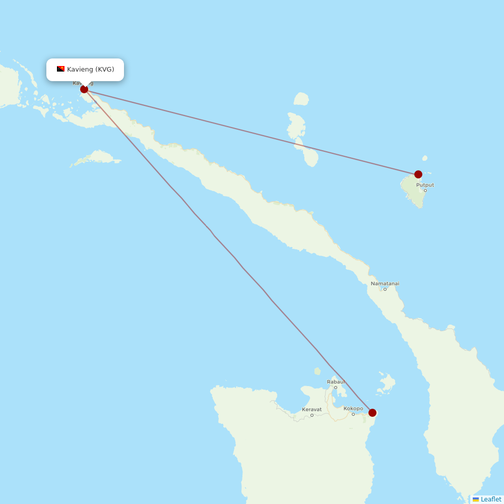 PNG Air at KVG route map