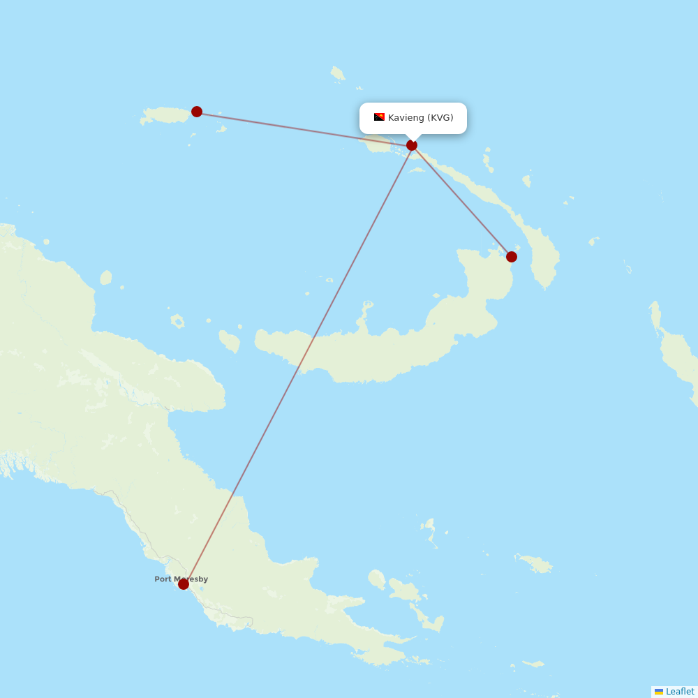 Air Niugini at KVG route map