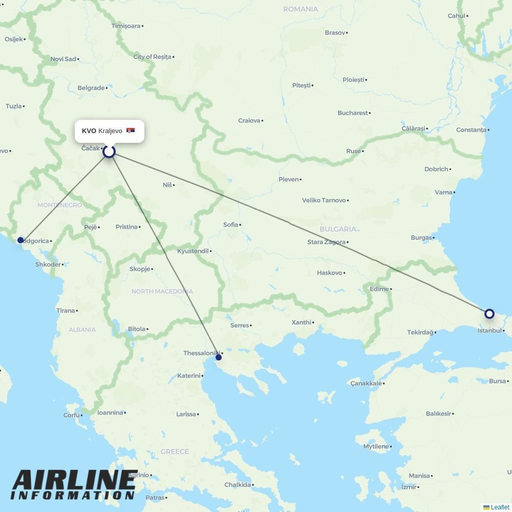 Air Serbia routes from KVO