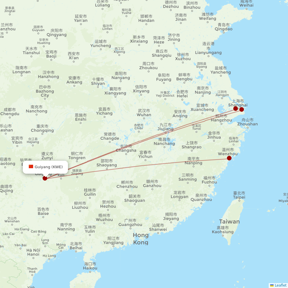 Shanghai Airlines at KWE route map