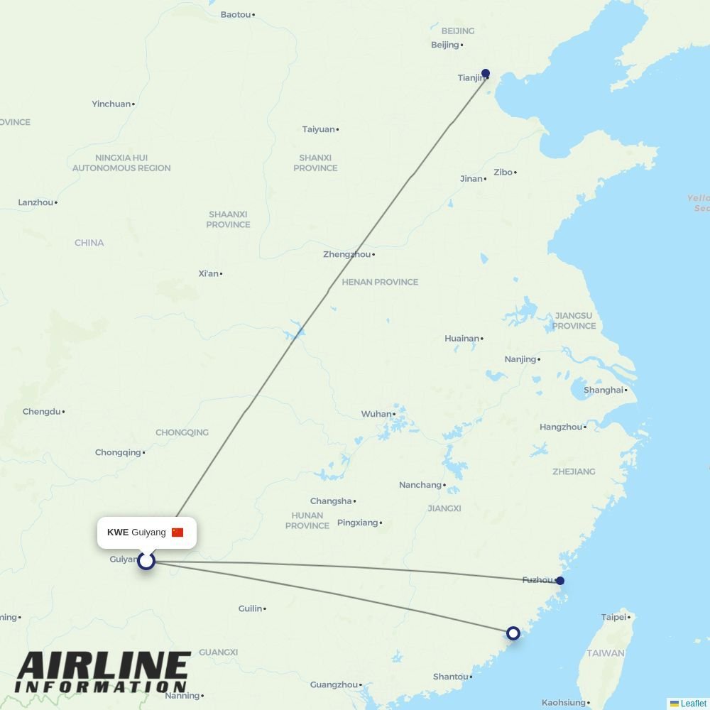 Fuzhou Airline routes from KWE