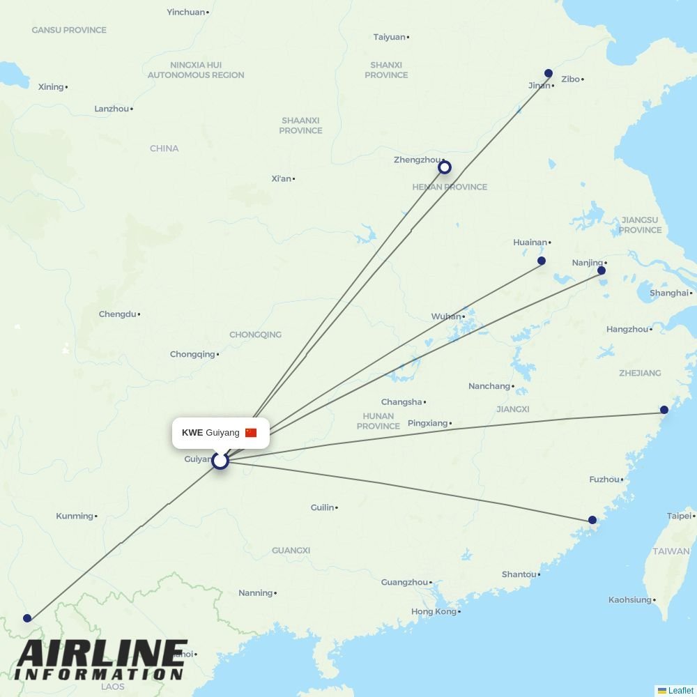West Air (China) routes from KWE