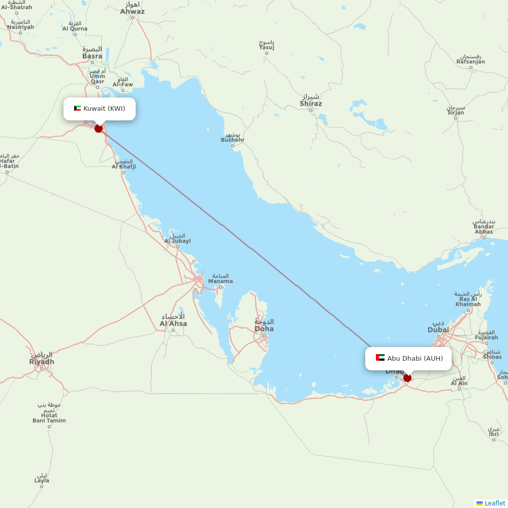 Air Arabia Abu Dhabi at KWI route map