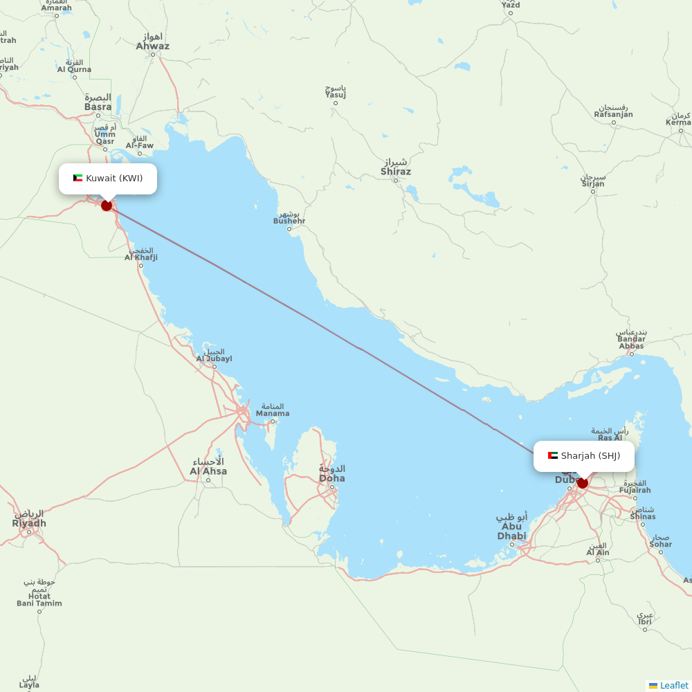 Air Arabia at KWI route map