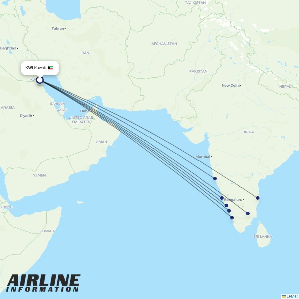 Air India Express routes from KWI