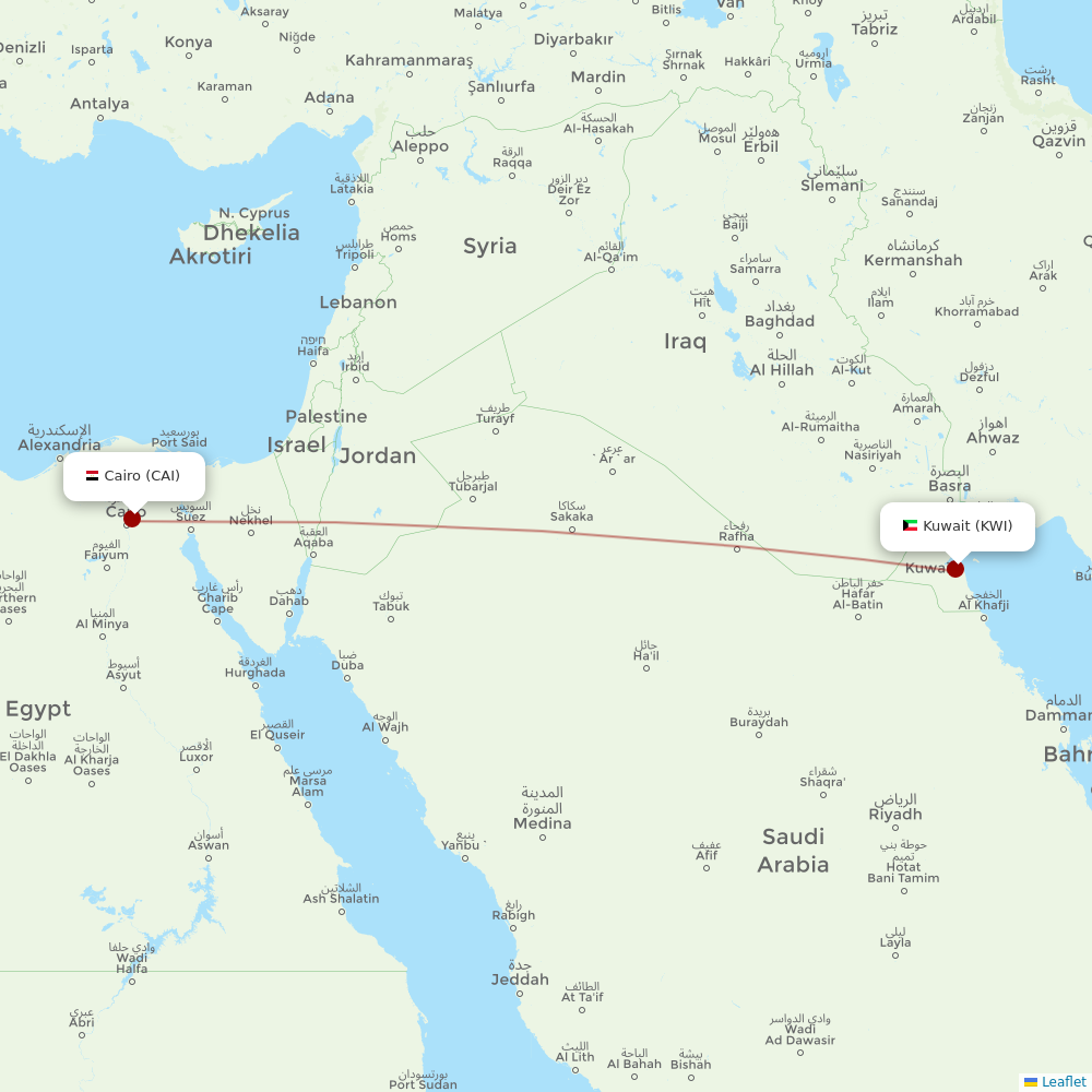 EgyptAir at KWI route map