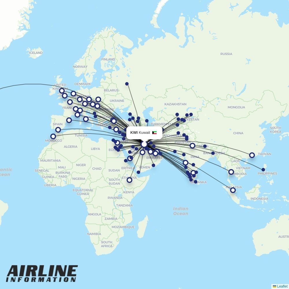 Saudia routes from KWI