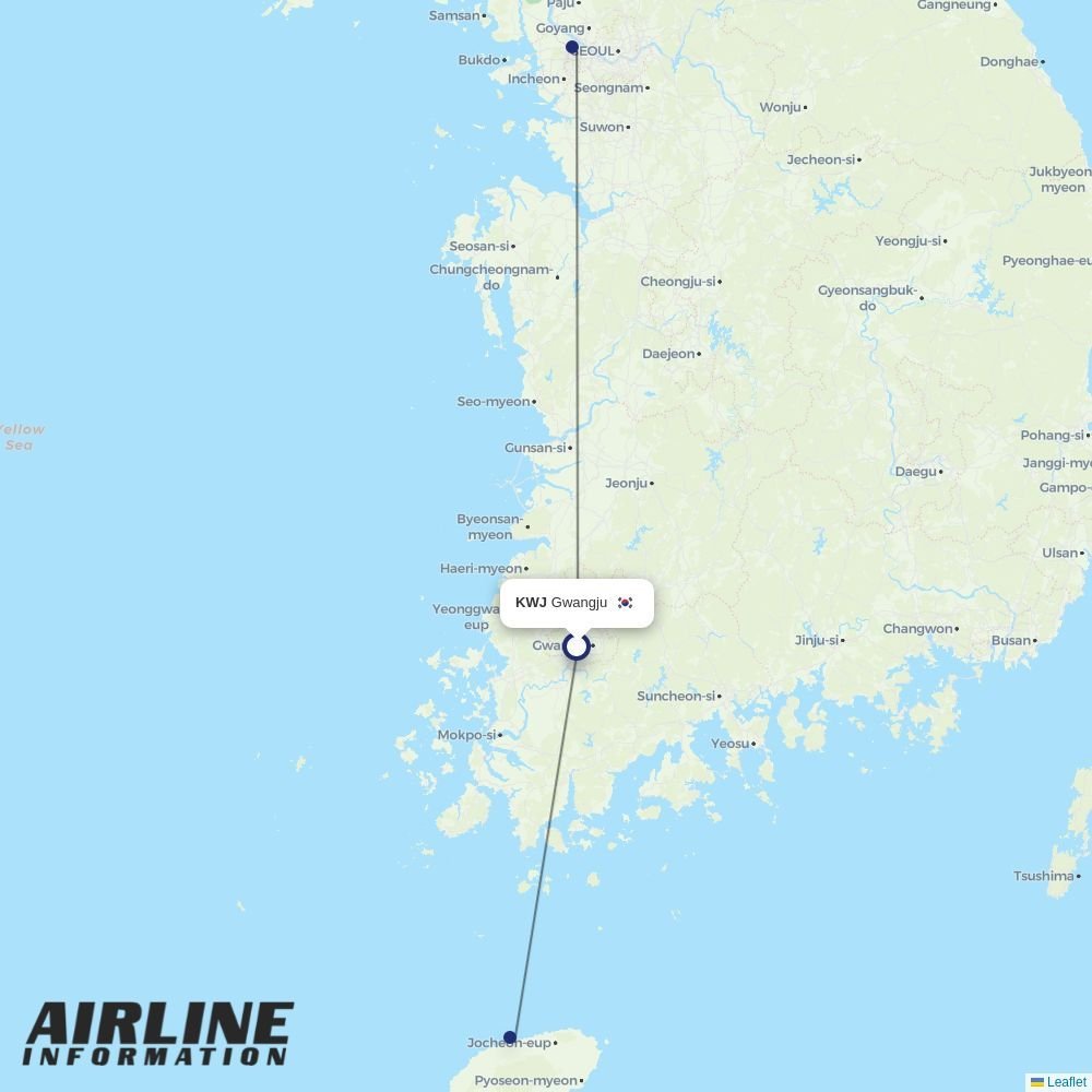 Asiana routes from KWJ