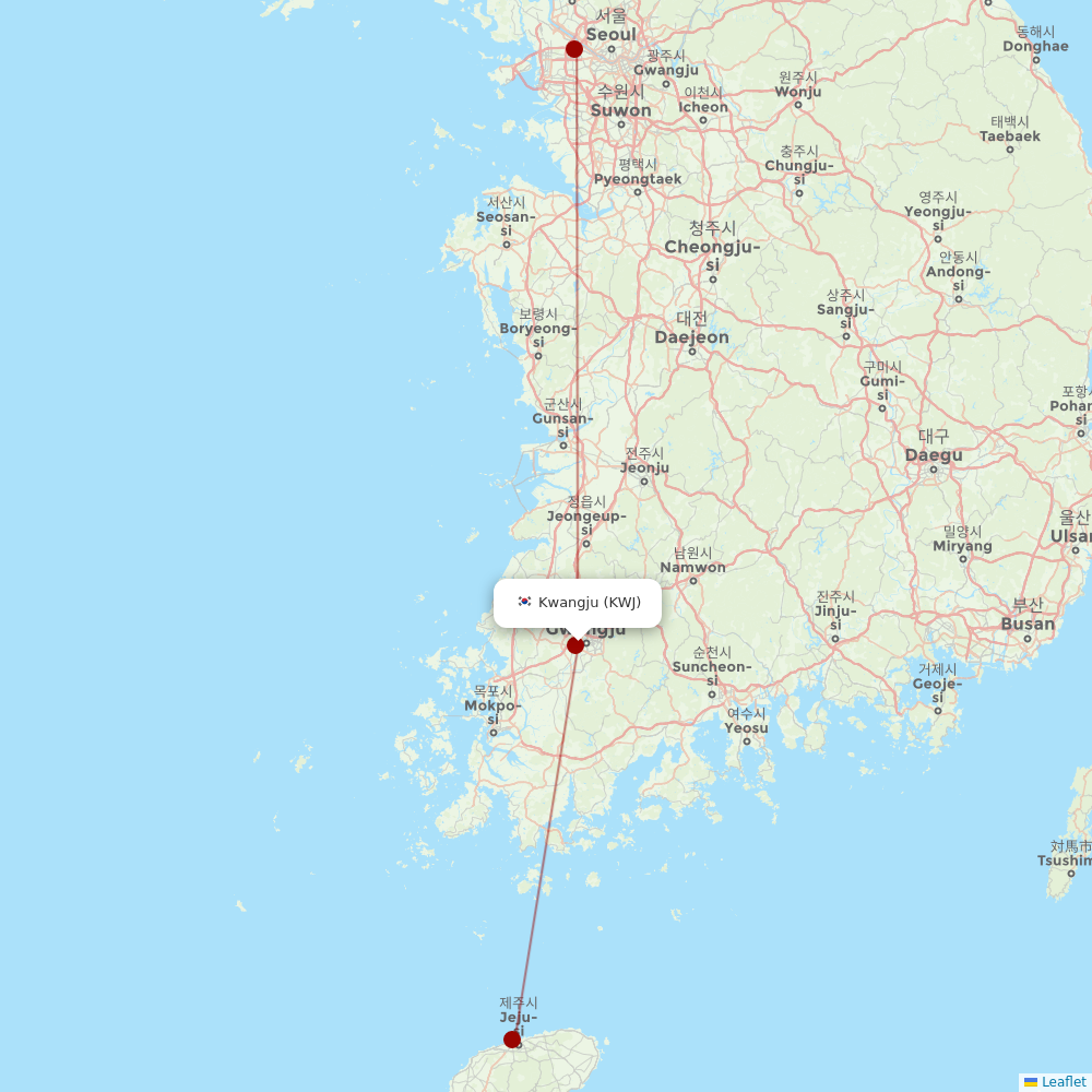 Asiana Airlines at KWJ route map