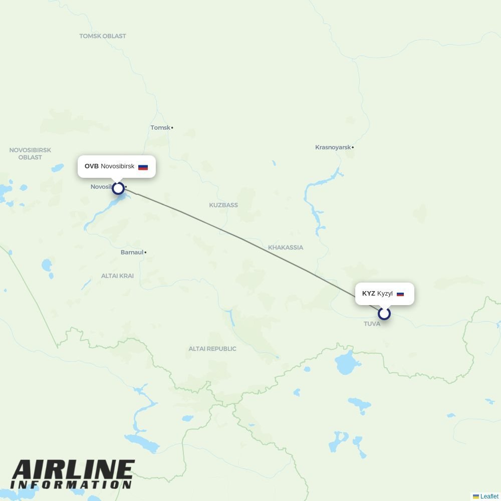 S7 Airlines routes from KYZ