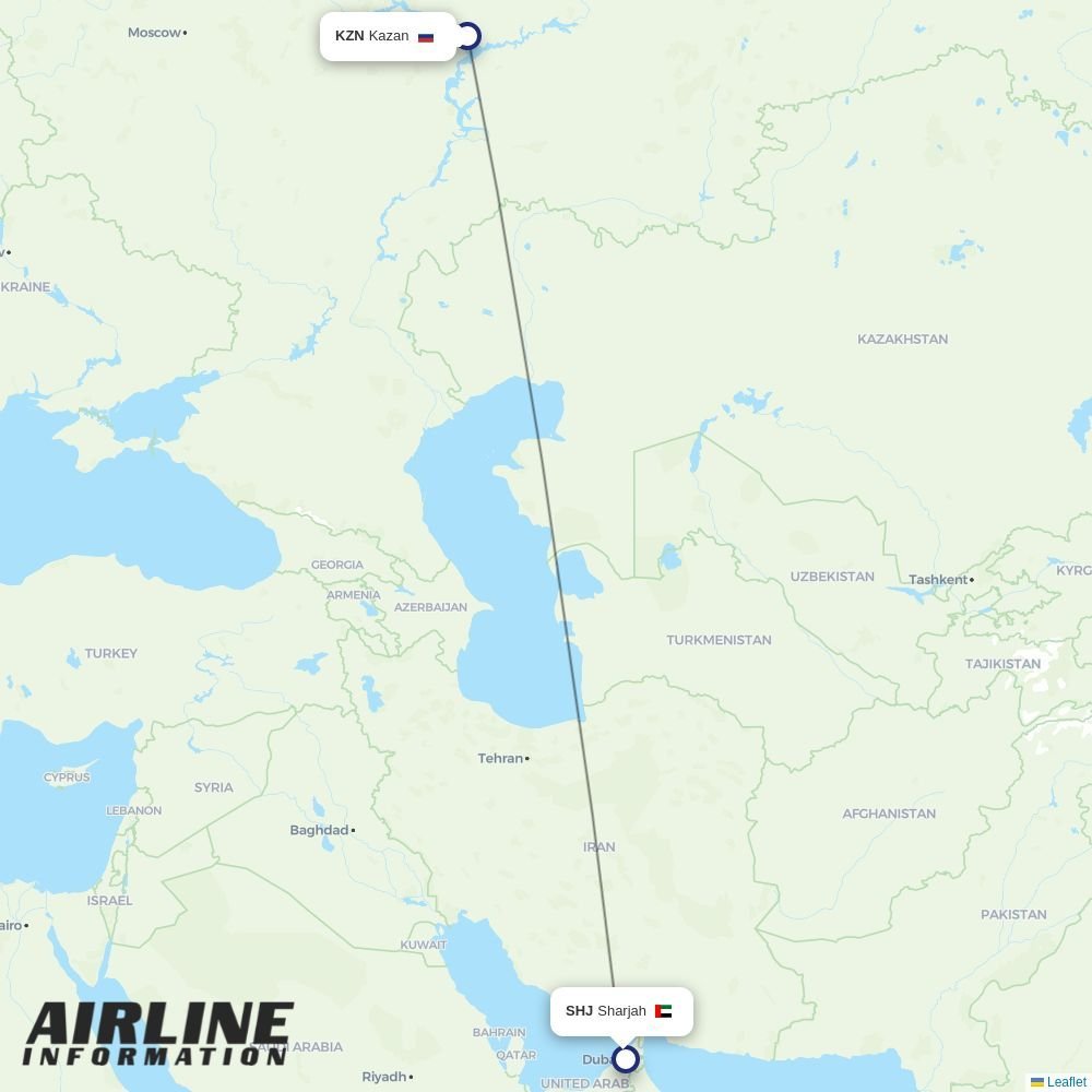 Air Arabia routes from KZN