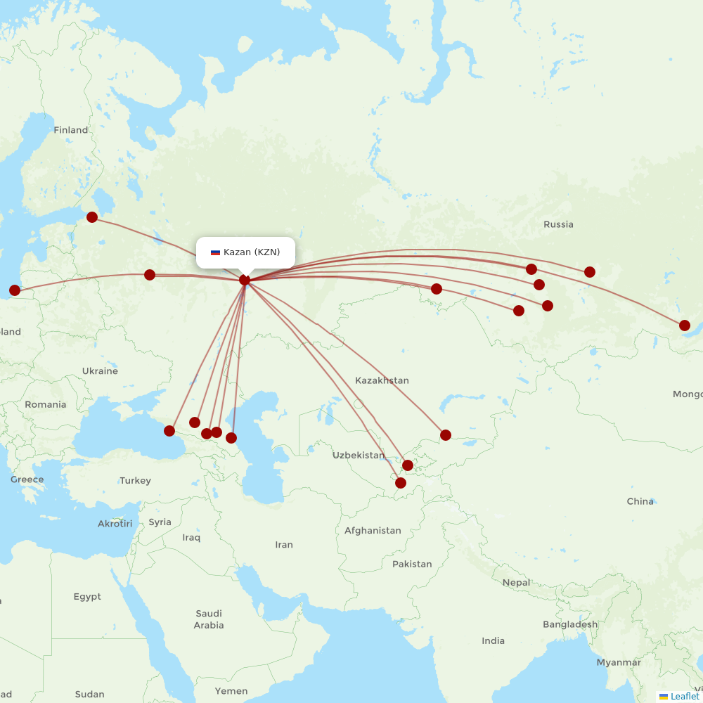 Nordwind Airlines at KZN route map