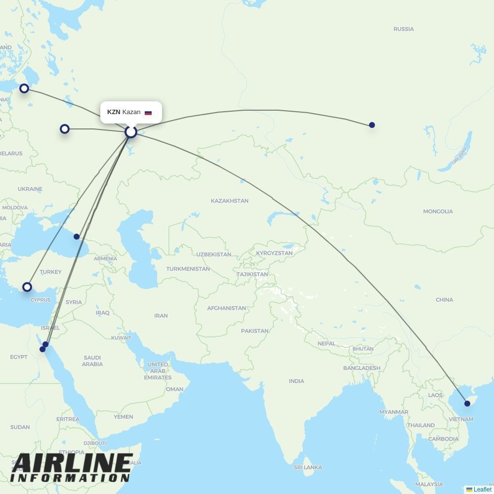 Aeroflot routes from KZN