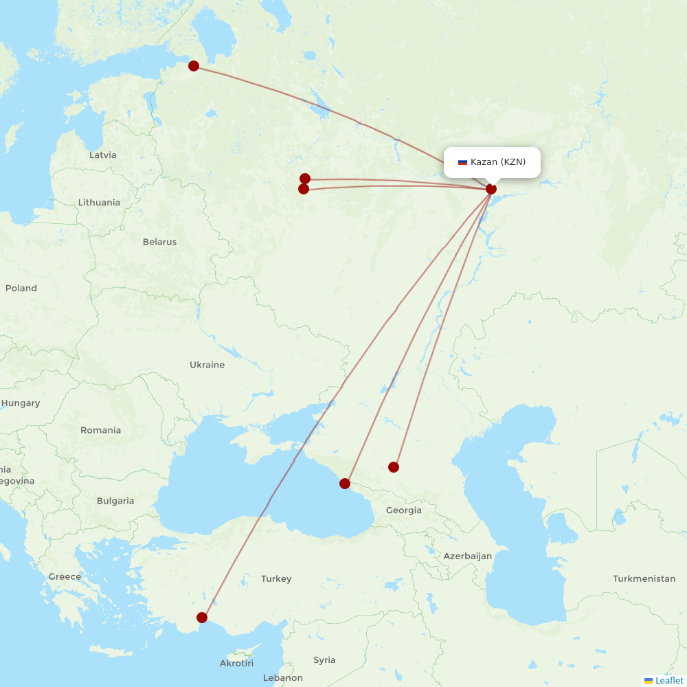 Aeroflot at KZN route map
