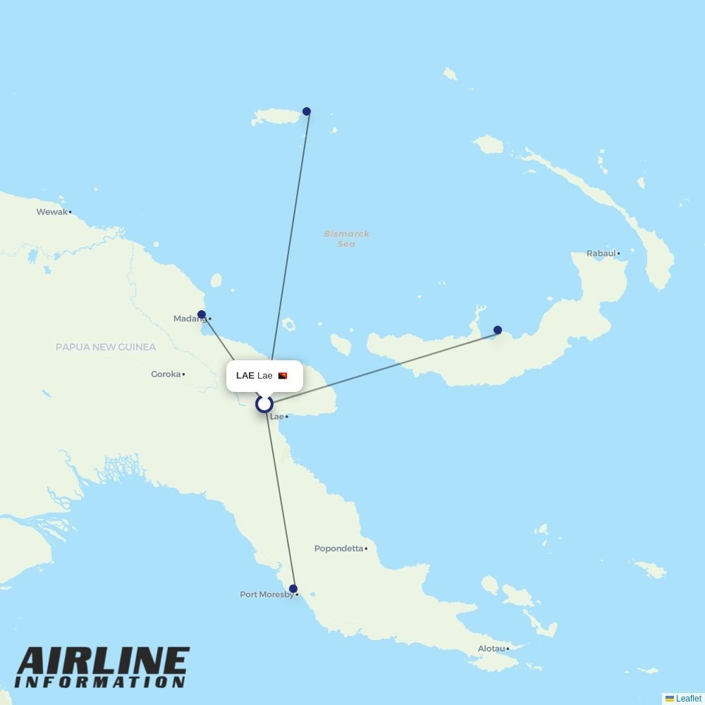 PNG Air routes from LAE