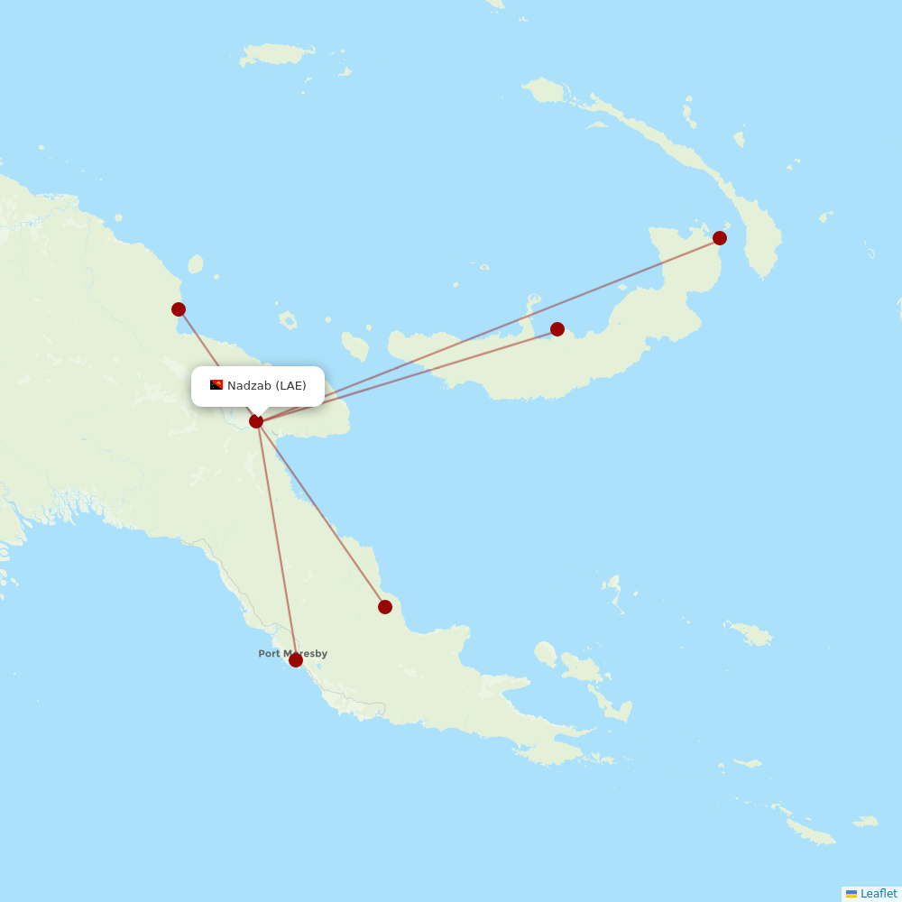 PNG Air at LAE route map