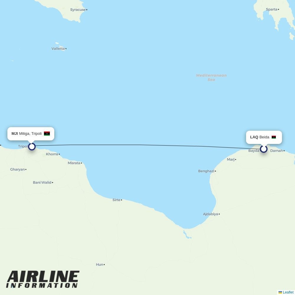 Buraq Air routes from LAQ