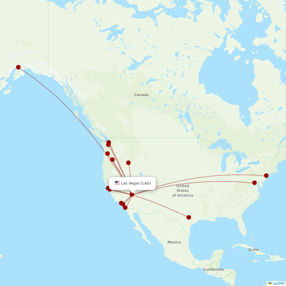 Alaska Airlines at LAS route map