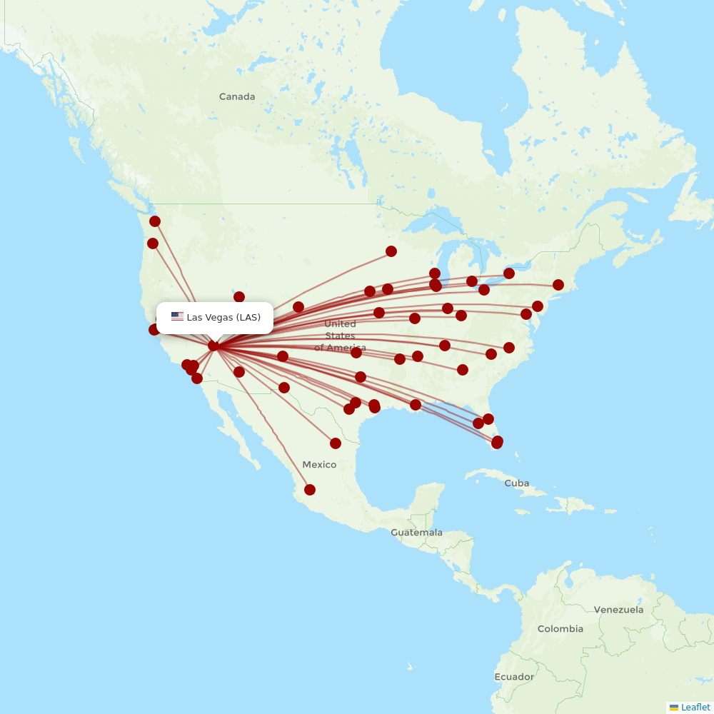 Frontier Airlines at LAS route map