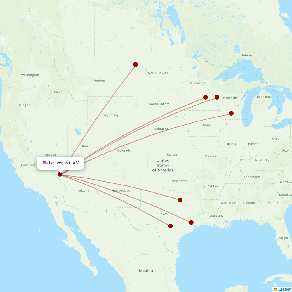 Sun Country Airlines at LAS route map