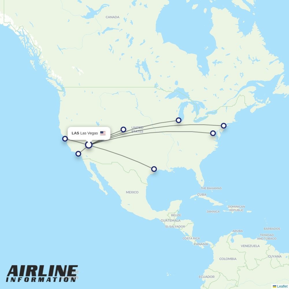 United routes from LAS