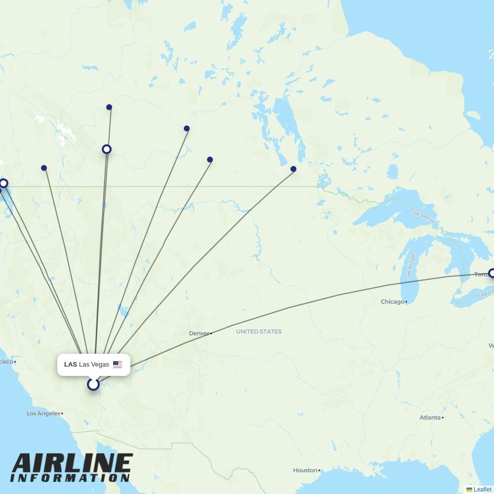WestJet routes from LAS