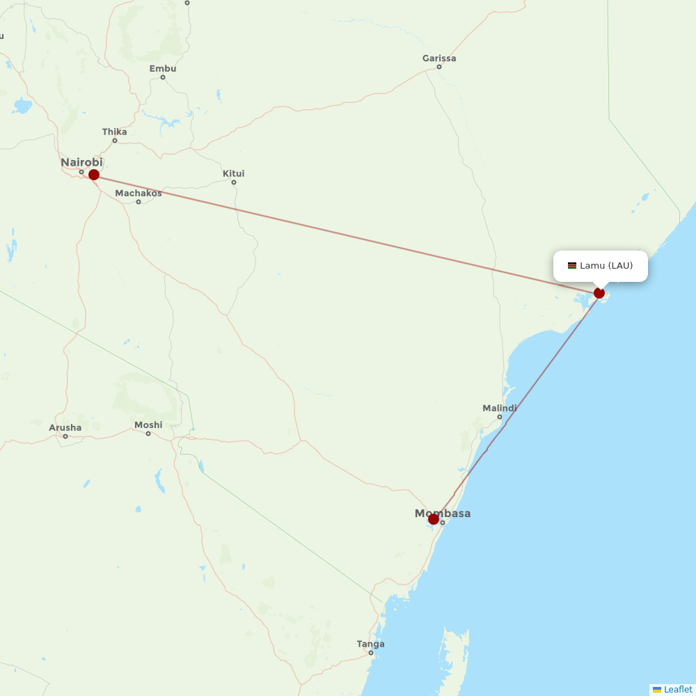 Jambojet Limited at LAU route map