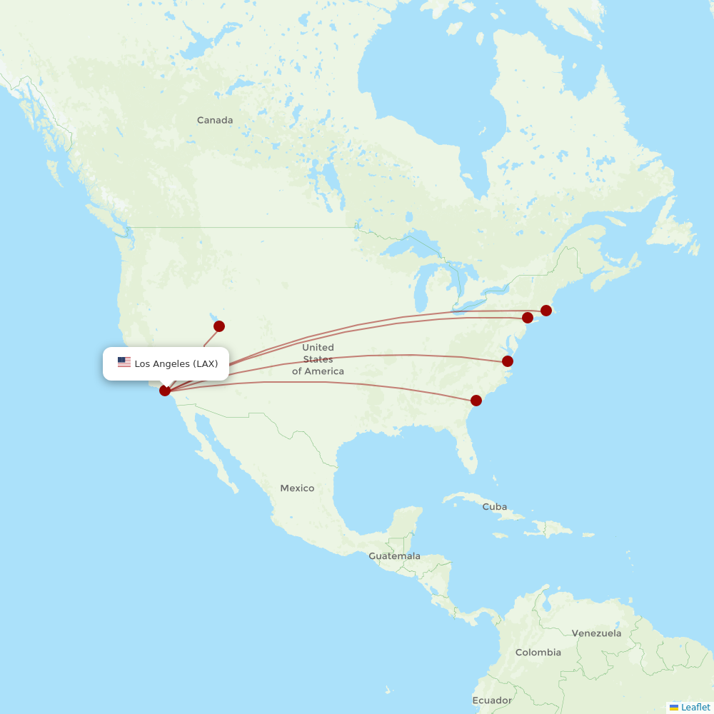 Breeze Airways at LAX route map