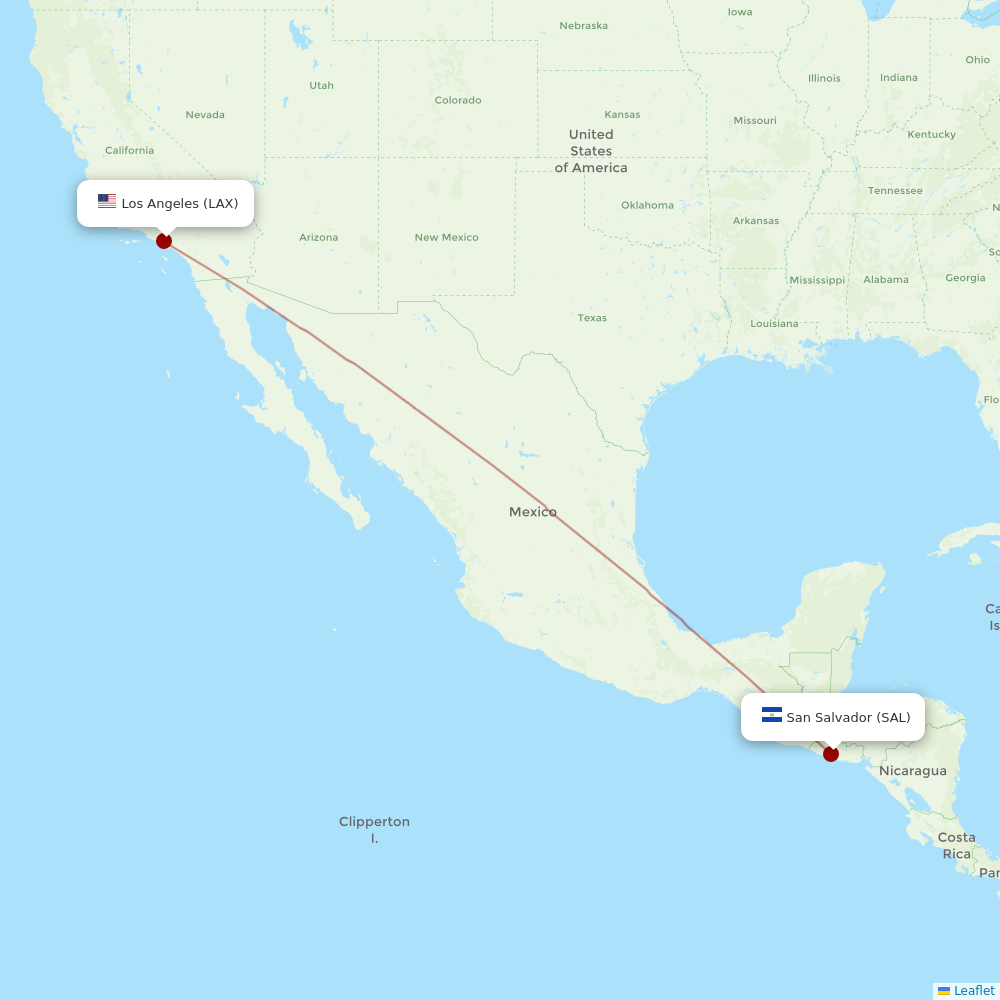 Aerolineas MAS at LAX route map