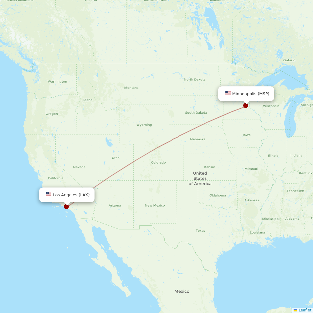 Sun Country Airlines at LAX route map