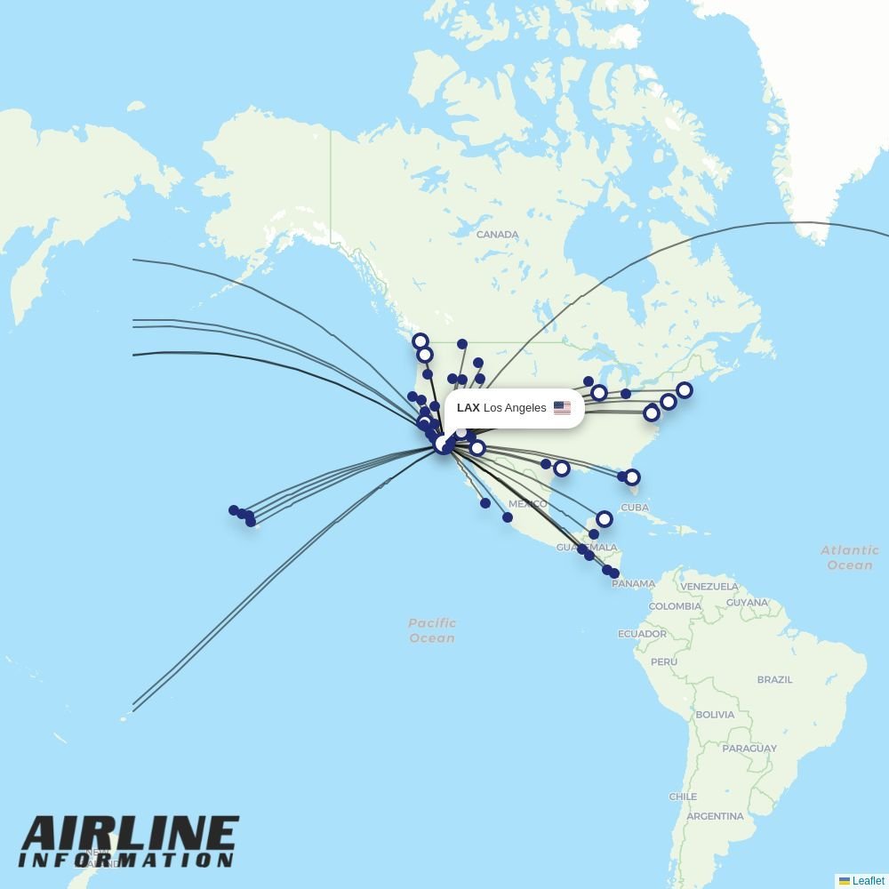 United routes from LAX