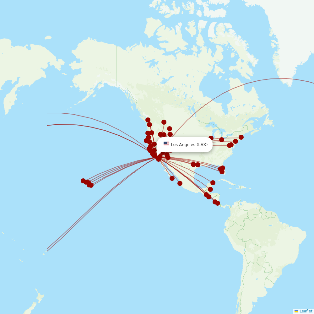 United at LAX route map