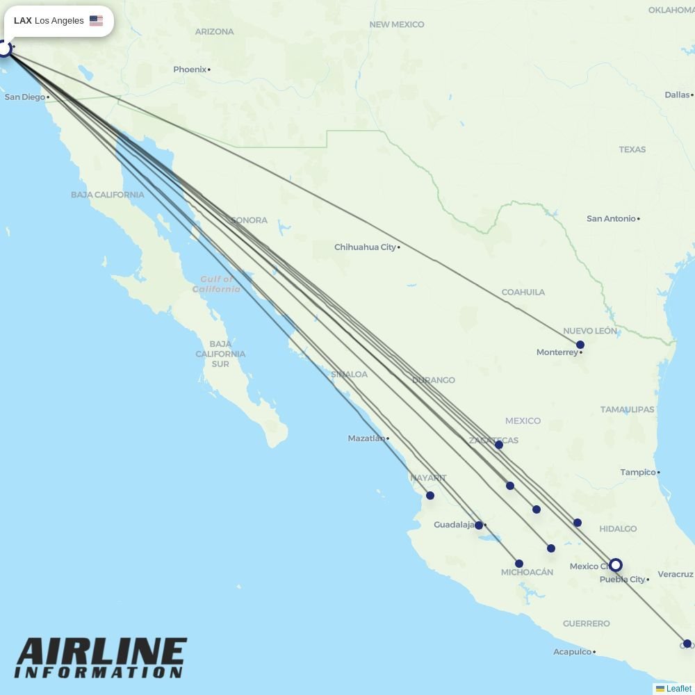 Volaris routes from LAX