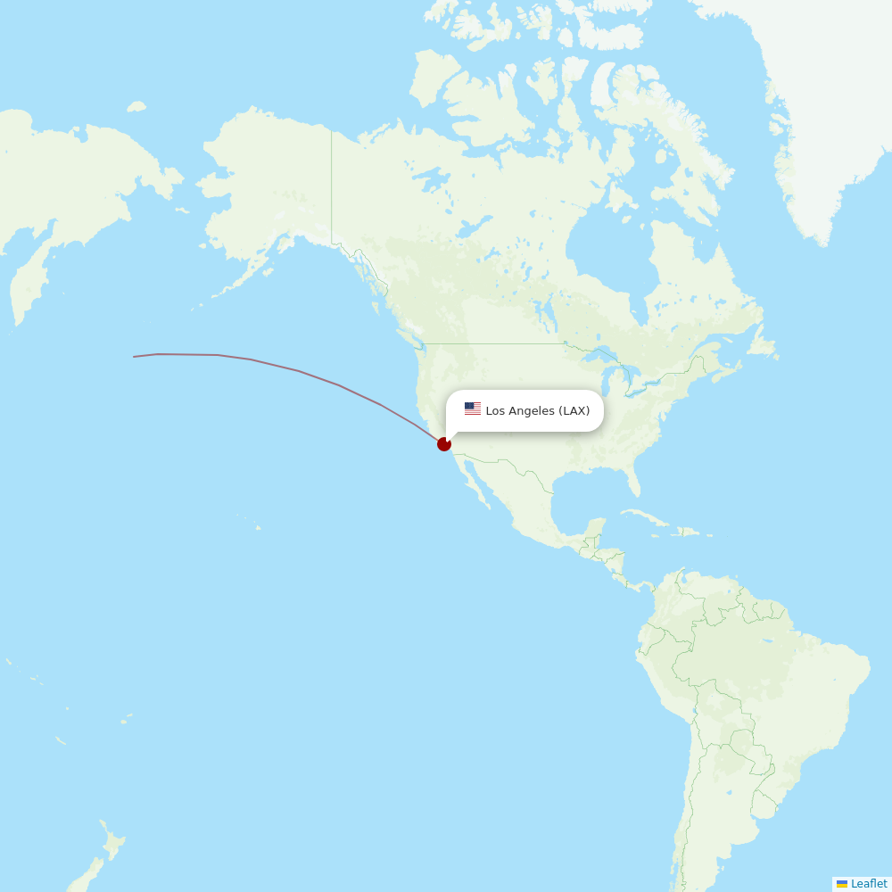 Zipair Tokyo at LAX route map