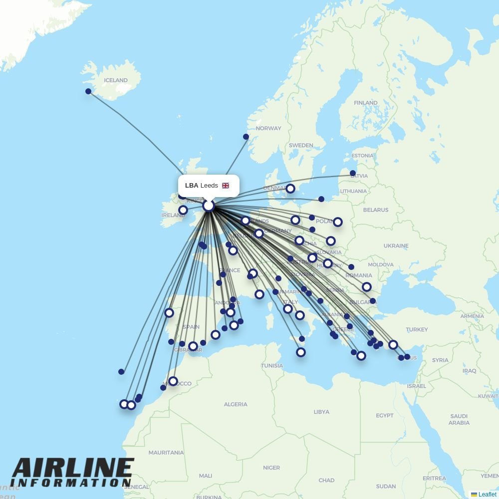 Aer Lingus routes from LBA