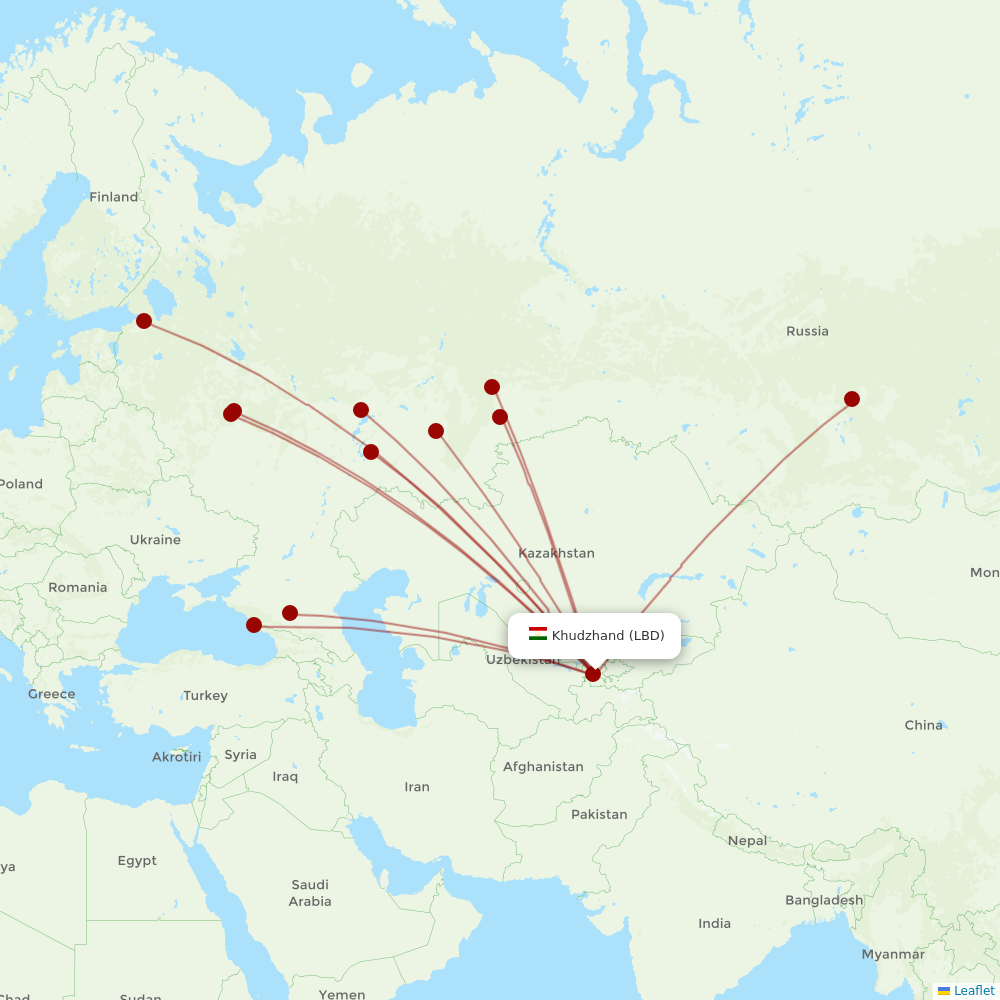 Ural Airlines at LBD route map