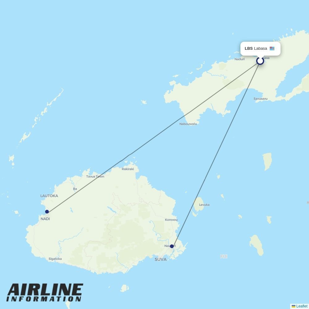 Fiji Airways routes from LBS
