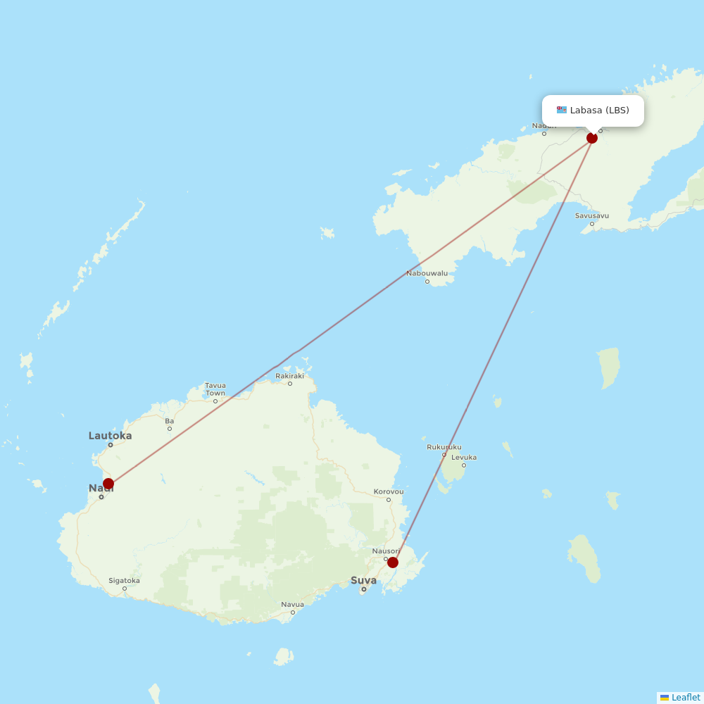 Fiji Airways at LBS route map