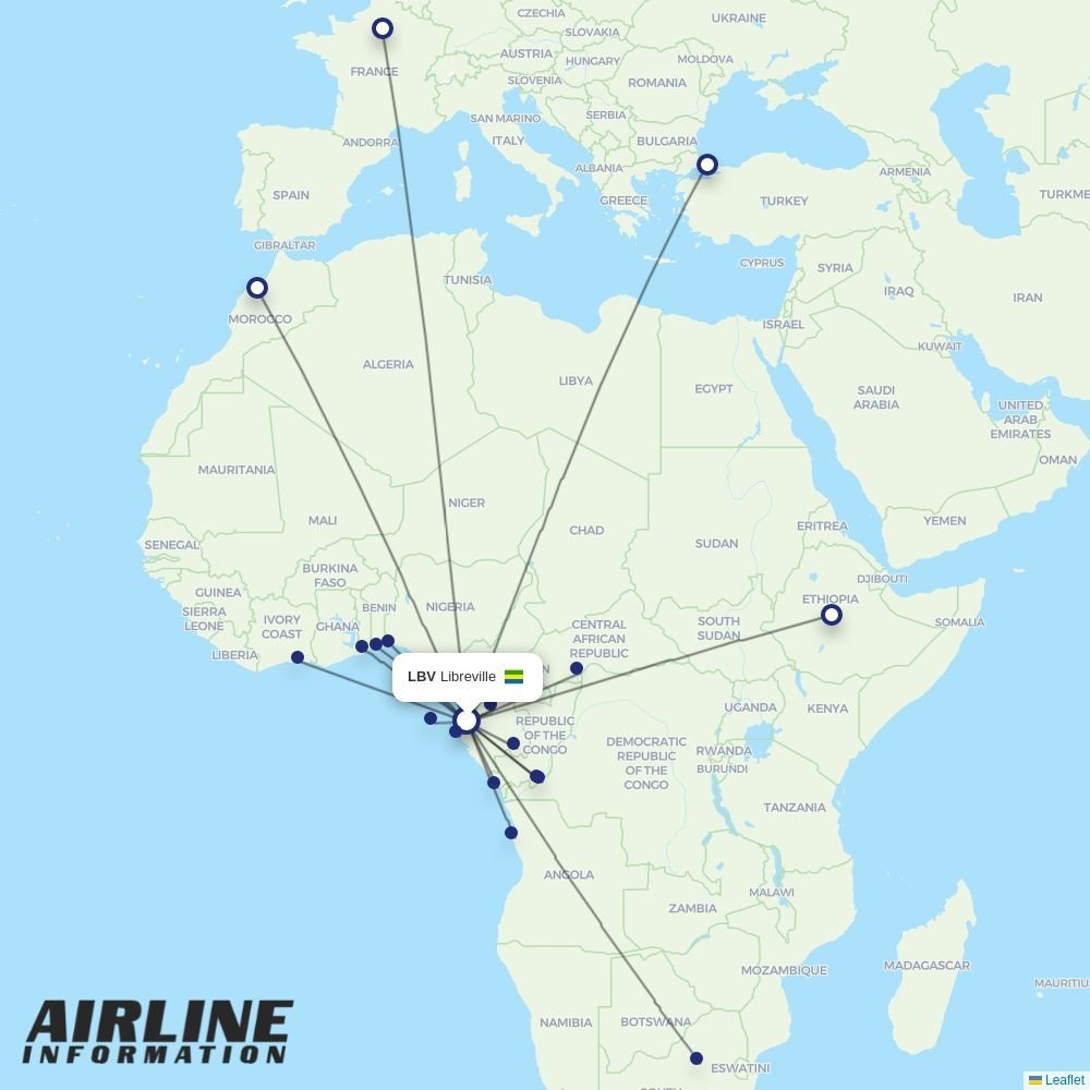 Ethiopian routes from LBV
