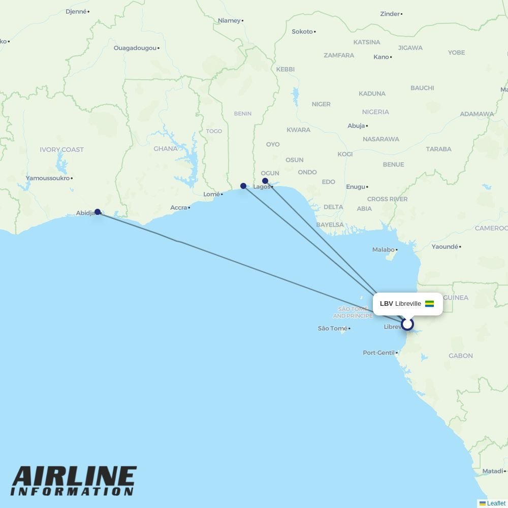 Air Cote DIvoire routes from LBV