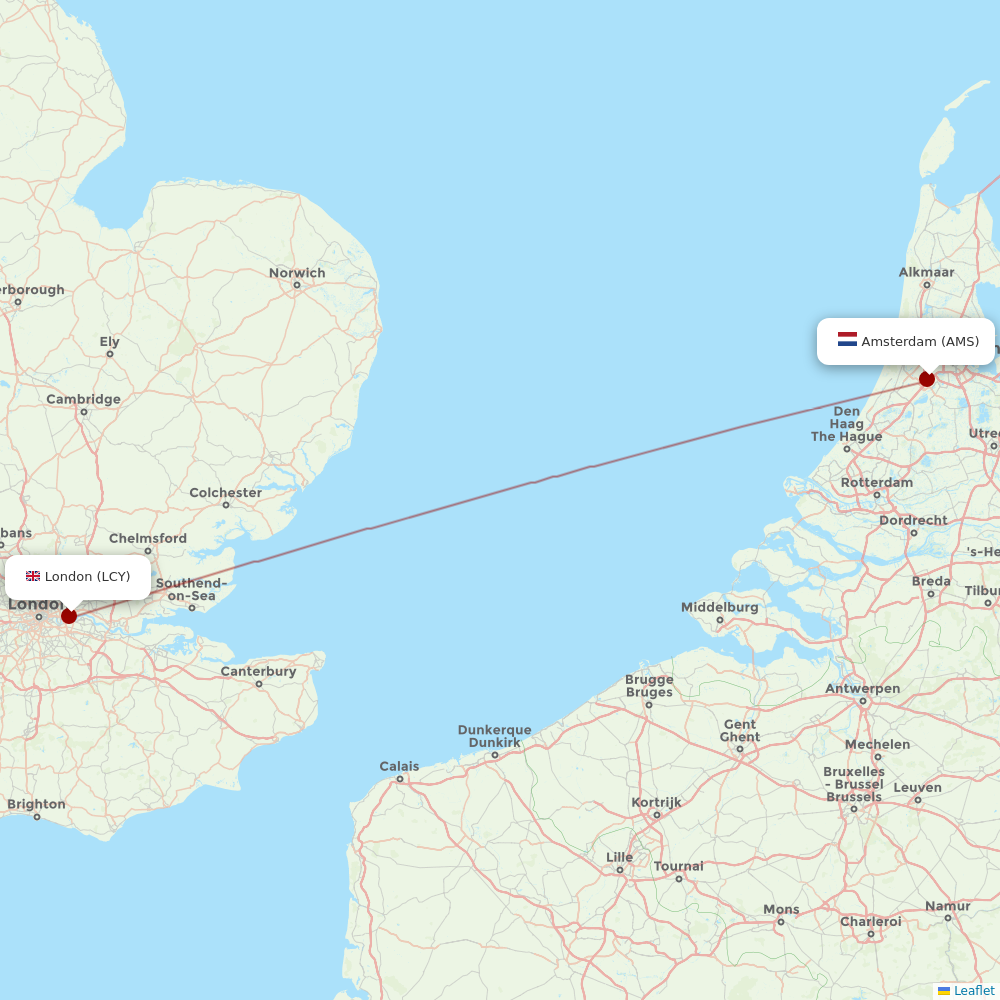KLM at LCY route map