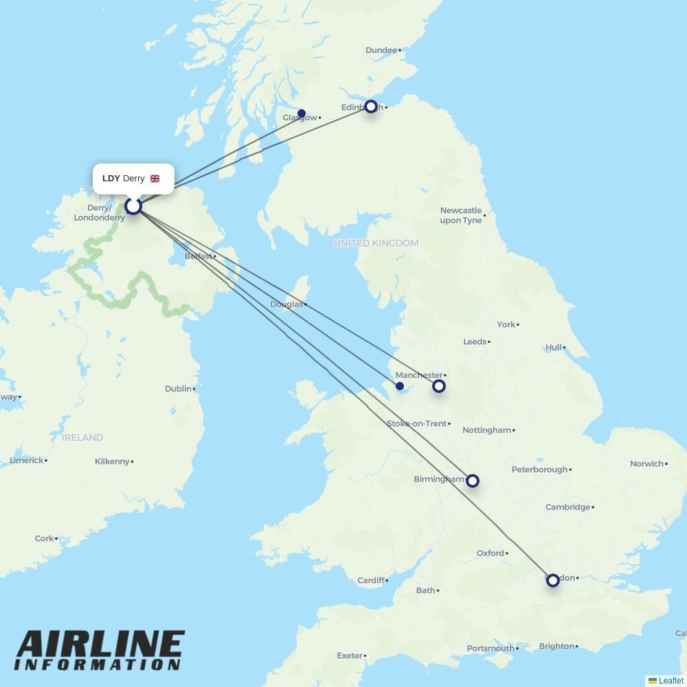 Loganair routes from LDY