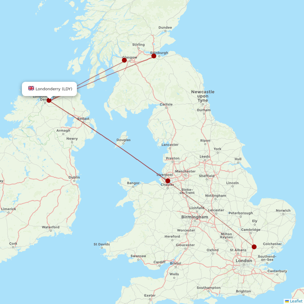 Loganair at LDY route map