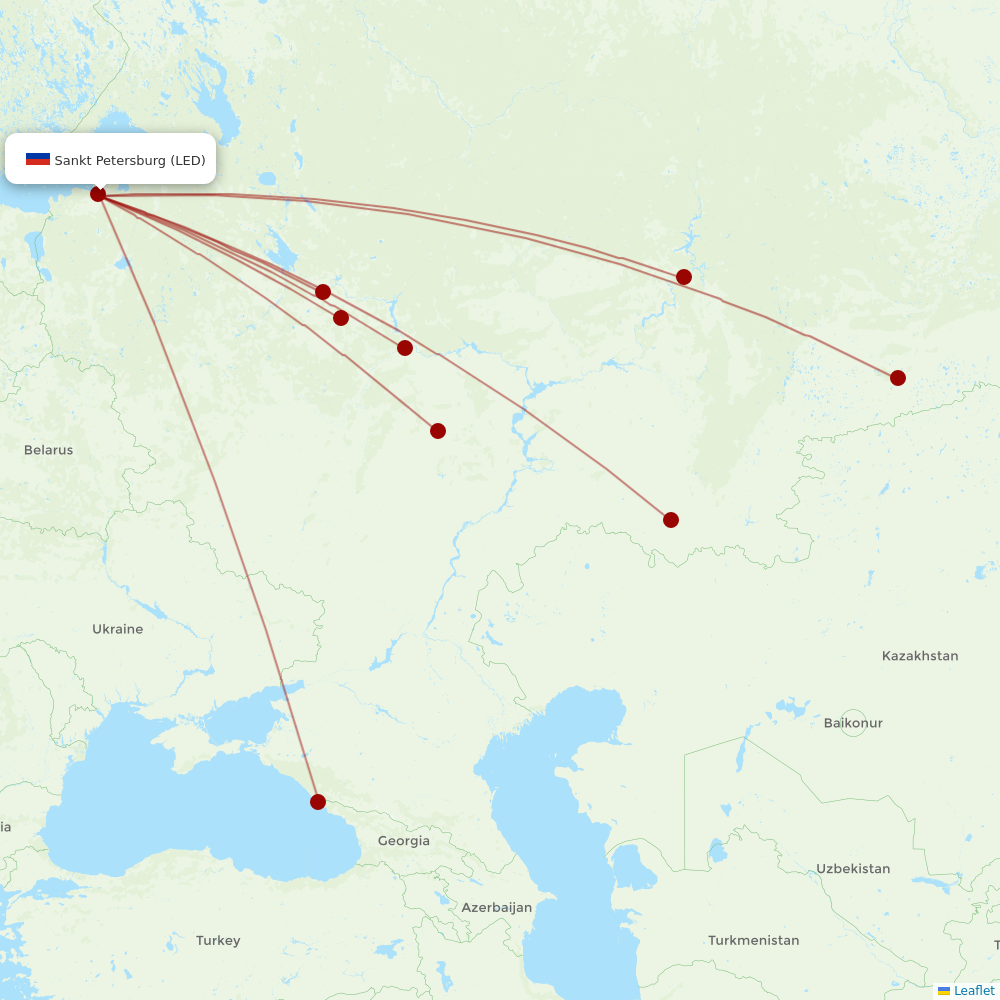 Pegas Fly at LED route map