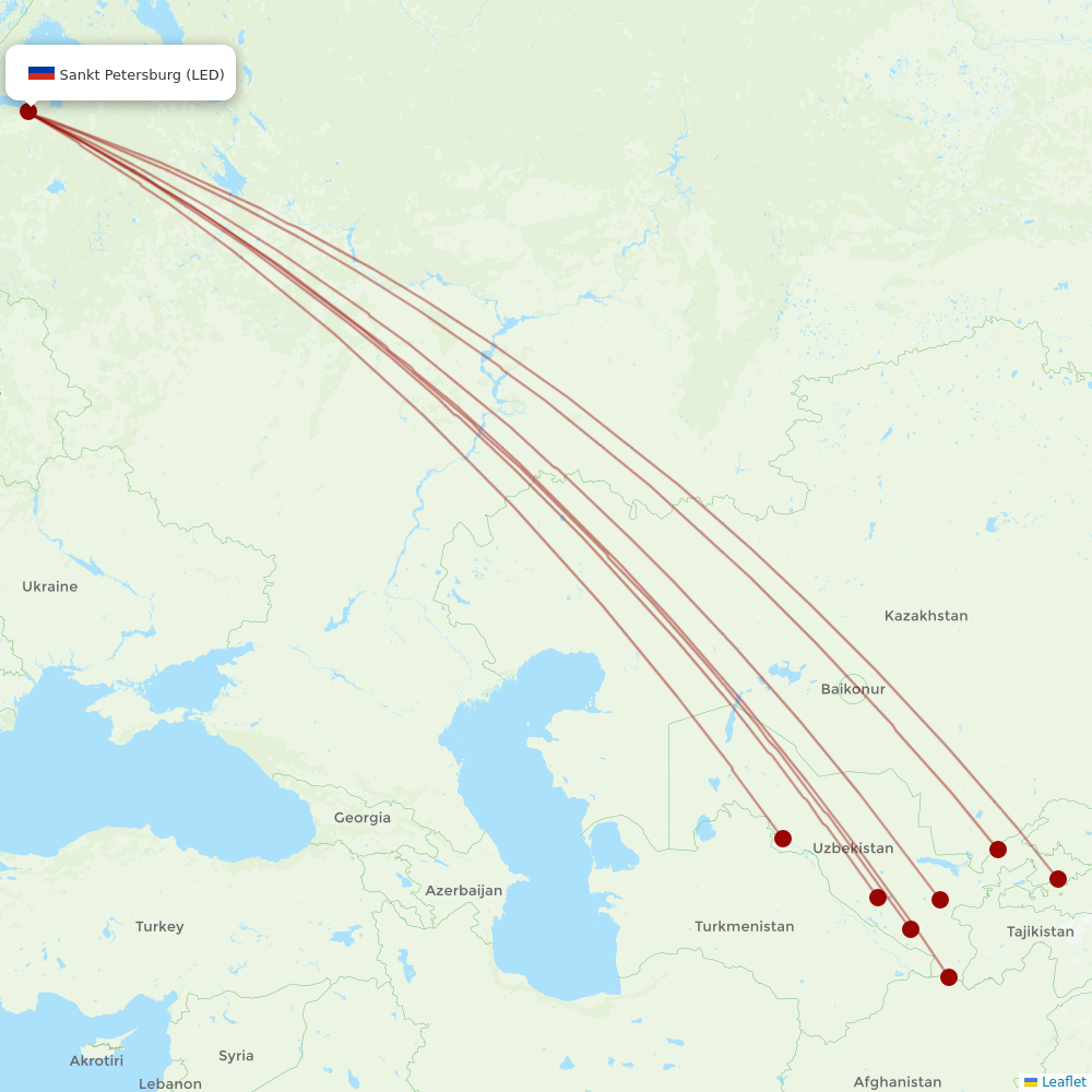 Uzbekistan Airways at LED route map