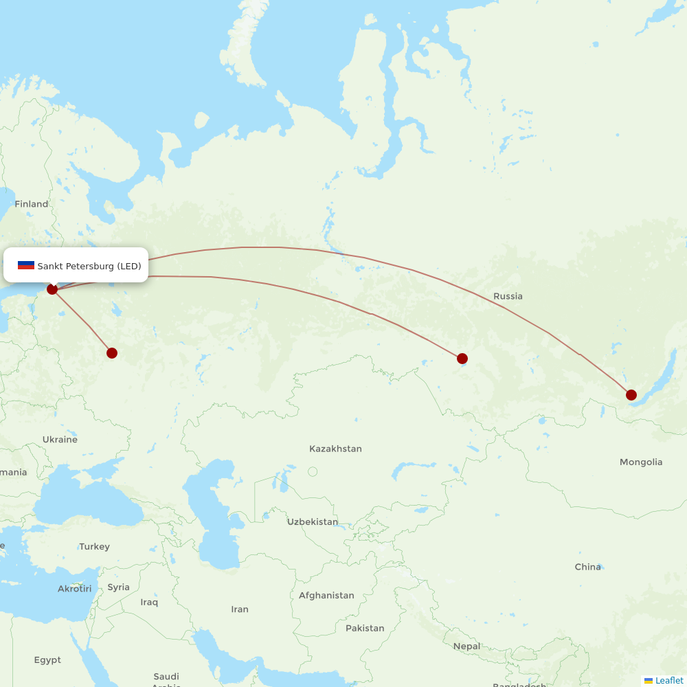S7 Airlines at LED route map